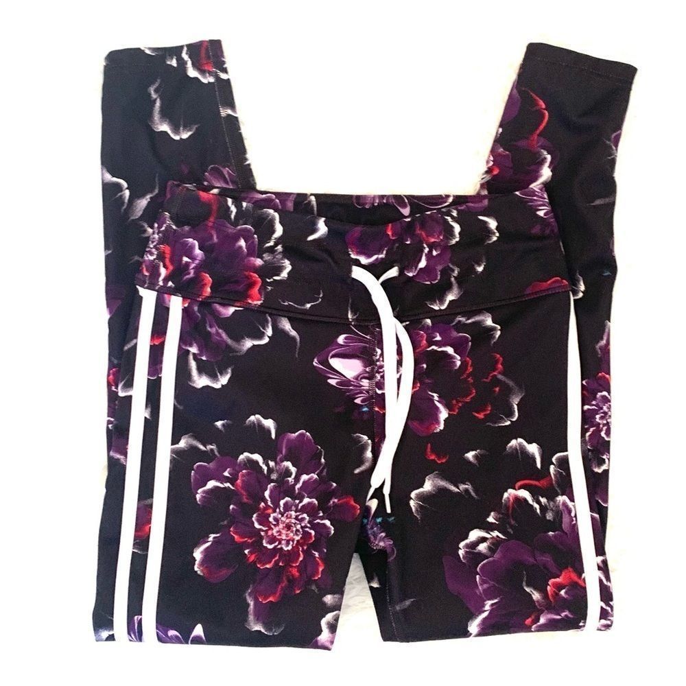 [AVIA] Purple/Black Floral Athletic Leggings - Size Small